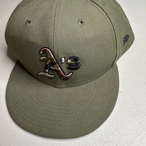 Oakland Athletics New Era Hat Olive Green Camo MLB Fitted Cap Earth Tone
